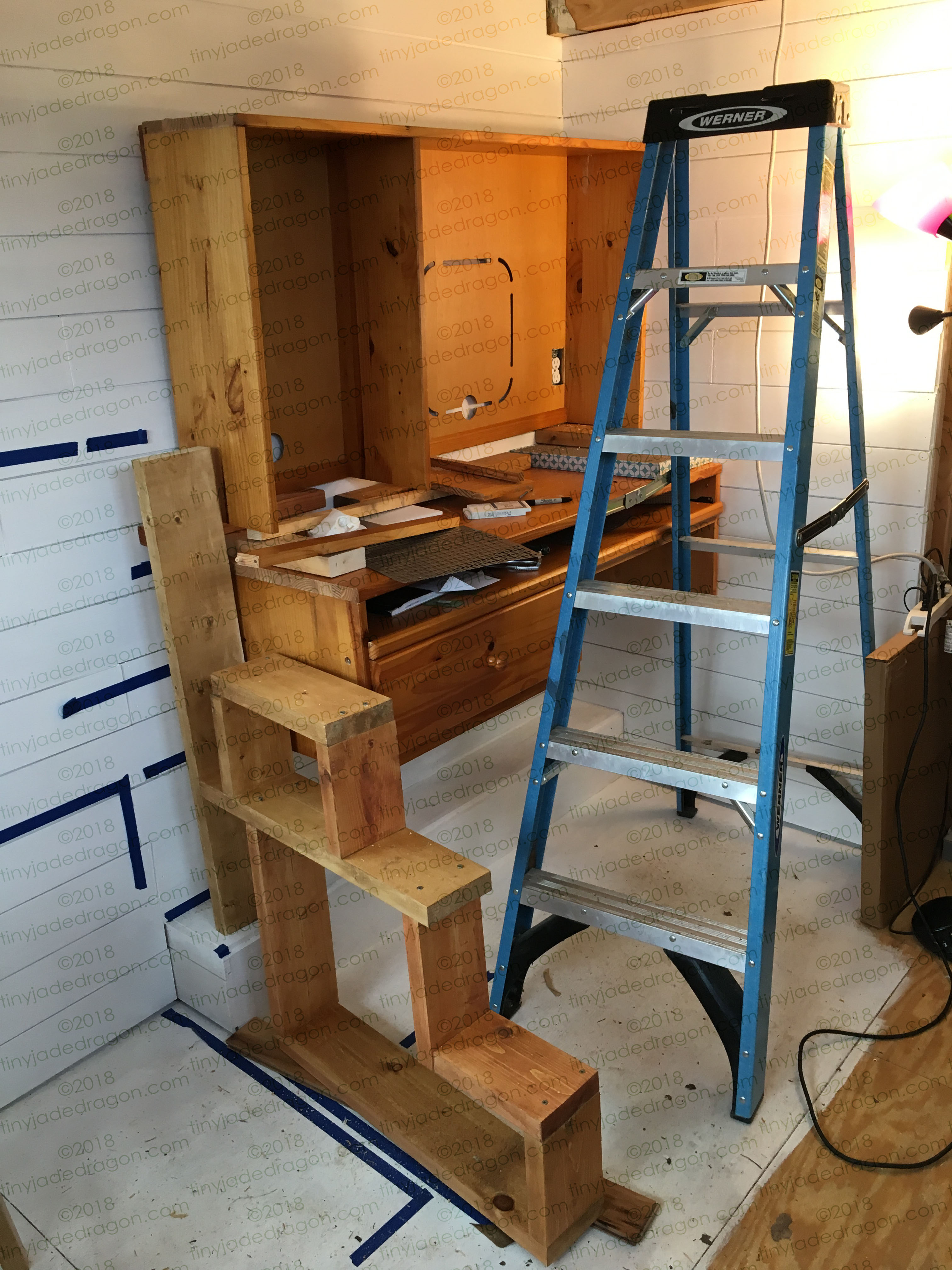 Desk and Cat Step Sculpture